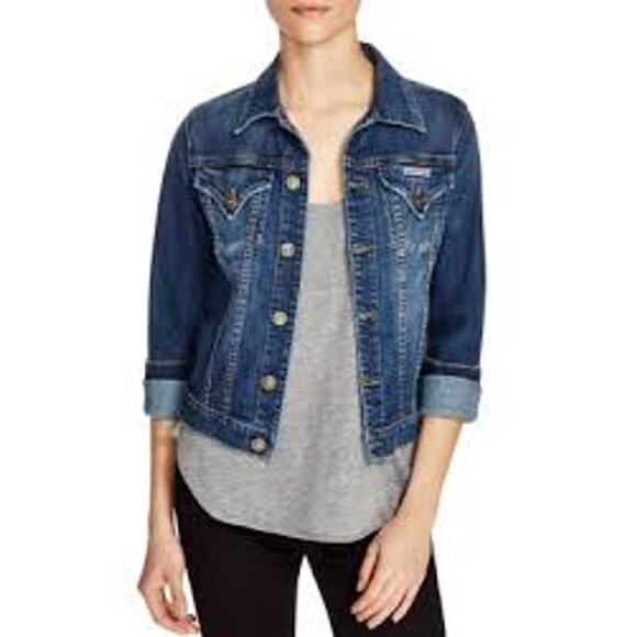 Hudson Jeans Women's Denim Jacket Intentional Distressing Size XL - Picture 1 of 8